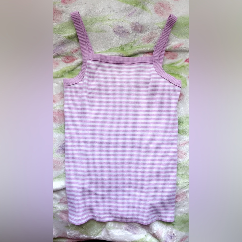 Lilac and White Striped Tank Top